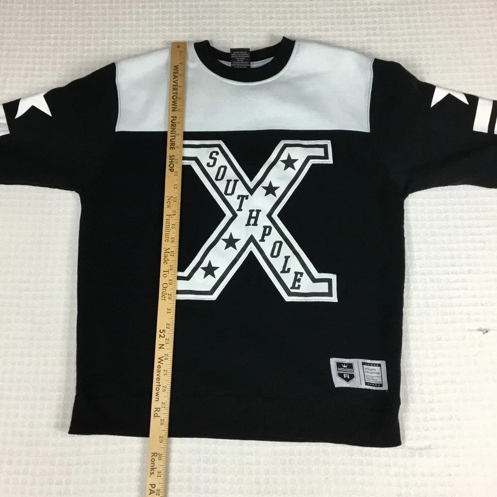 Southpole Mens Large‎ Black White MCMXCI Graphic Crewneck Sweatshirt Streetwear